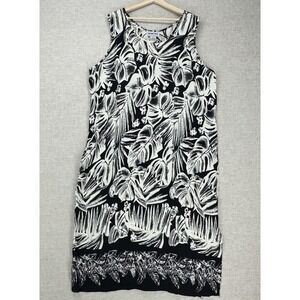 California Krush Maxi Dress Womens 3X Black Ivory Leaf Print Sleeveless Tie Back